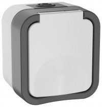 TORS Розетка 1-я с з/к кр. 16А IP55 TS220 сер-бел IEK, TS-R16-16-55-K41 TORS Розетка 1-я с з/к кр. 16А IP55 TS220 сер-бел IEK, TS-R16-16-55-K41