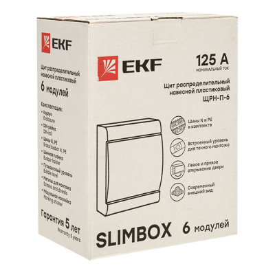 Щит распределительный ЩРН-П-6 "SlimBox" белая дверца IP41 EKF , sb-n-6w