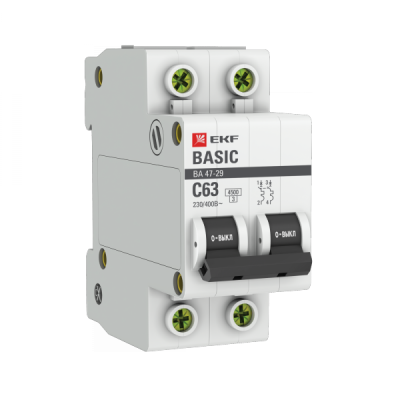 EKF Basic ВА 47-29 Автоматический выключатель (С) 2P 63А 4,5кА