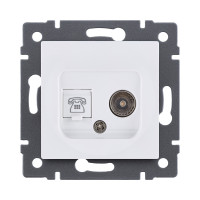 Розетка двойная TV (мама) + телефонная розетка RJ11, белый Kollinger REA-013WH для Aspekt, Eleganz, Reflex Розетка двойная TV (мама) + телефонная розетка RJ11, белый Kollinger REA-013WH для Aspekt, Eleganz, Reflex