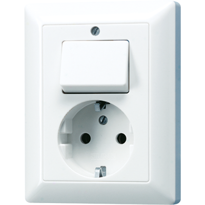 Штепсельная розетка SCHUKO 16A 250V~ с универсальным выключателем; белая, AS5576UWW