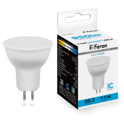 Лампа светодиодная, (11W) 230V G5.3 6400K MR16, LB-760, Feron 38139