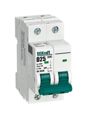 DEKraft Авт. выкл. без теплозащиты 2P 25А х-ка D 6кА ВА-103M