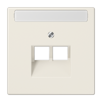 Крышка для сдвоенной телефонной и компьютерной розетки UAE с полем для надписи; слоновая кость, LS969-2NAUA