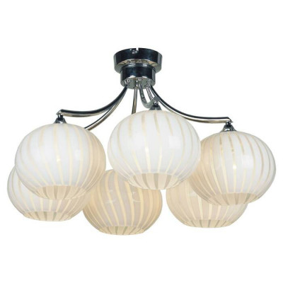 LUSSOLE CESANO Люстра потолочная, цвет основания - хром, плафон - стекло (цвет - белый), 6x60W E27, LSF-7203-06