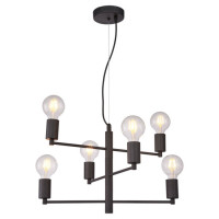 LUSSOLE HURON Люстра подвесная, цвет основания - черный, 6x60W E27, LSP-8156