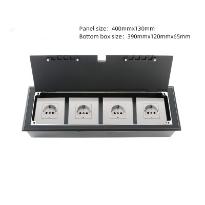 Люк напольный на 4 модуля (горизонт.), металлический, h=65мм, с рамкой, крышка без углубления, TIMIUX, черный, EU4GH65R BL