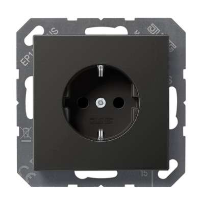 Розетка SCHUKO®; автоматический зажим; термопласт; черный матовый, EP1420SWM