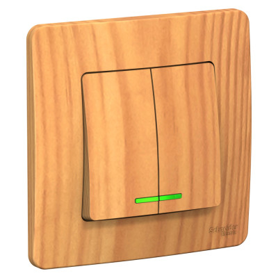 BLANCA С/У 2-клавишный ВЫКЛЮЧАТЕЛЬ (cх.5) с подсв., 10А, 250B, ЯСЕНЬ