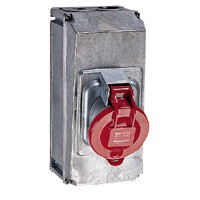 Legrand Накладная розетка Hypra в готовом корпусе с одним отверстием под сальник - IP 44 - 3К+Н+З - 63 А - металл, 053734