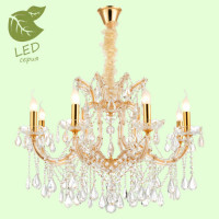 LUSSOLE YUMA Люстра подвесная, цвет основания - блестящее золото, плафон - стекло (цвет - прозрачный), 8x7W E14, GRLSP-8134