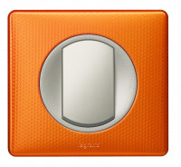 Legrand Выключатель 1-клавишный, вставка - титан,  металлик - Оранж пунктум, серия Celiane