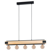 43468 Подвес LAYHAM, 5х60W (E27), L960, B85, H1100, дерево, сталь, черный