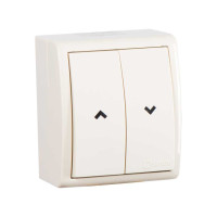 Simon 1594332-031 Simon15 IP54  Переключатель для жалюзи с электрической блокировкой 10А 250В~, винт. зажим, с.кость