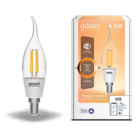 Лампа Gauss Smart Home Filament СF35 4,5W 495lm 2700К E14 диммируемая LED 1/10/40, 1260112