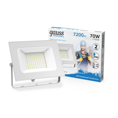 Прожектор светодиодный Gauss Elementary G2 70W 6300lm IP65 6500К белый 1/16, 613120370