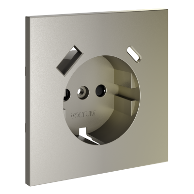 Накладка для розетки с заземлением и защитными шторками, с USB A+C, S70 (шелк), VLS001004