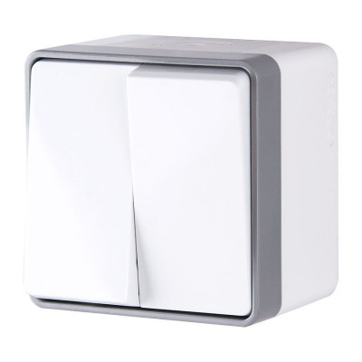 Werkel WL15-03-02/ Выключатель двухклавишный влагозащищенный Gallant (белый), a036774