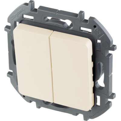Legrand Выключатель двухклавишный - Legrand Inspiria - 10А 250В безвинтовые зажимы - слоновая кость, 673621