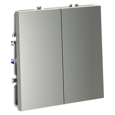 Выключатель встраиваемый VOLTUM S70 двухклавишный 10А, (сталь), VLS020105