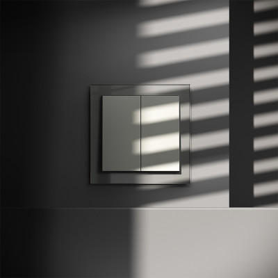 Выключатель встраиваемый VOLTUM S70 двухклавишный 10А, (сталь), VLS020105