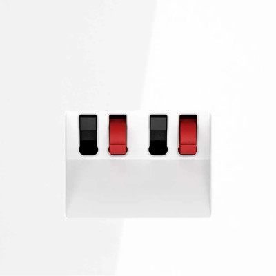 Розетка акустическая встраиваемая VOLTUM S70 4-местная, (белый глянцевый), VLS060301