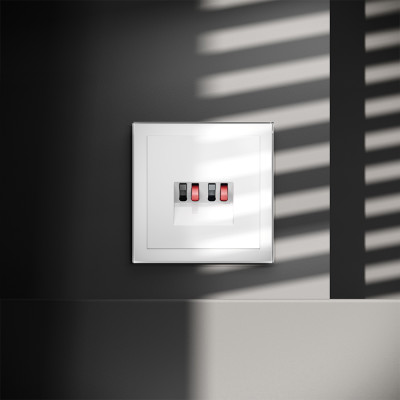 Розетка акустическая встраиваемая VOLTUM S70 4-местная, (белый глянцевый), VLS060301