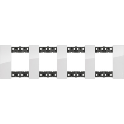 KA4802M4DW Bticino LIVING NOW. Декоративная рамка 4 поста (2+2+2+2 модуля).Цвет "Лед", KA4802M4DW