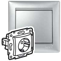 Legrand Розетка с заземлением - Legrand Valena - без шторок 16А 250В винтовые зажимы - алюминий, 694342