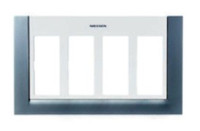 T1174 AZ - Панель лицевая для бокса рабочего места открытого/скрытого монтажа на 4 двойных адаптера с декоративной накладкой, цвет синий