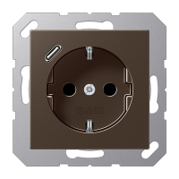 Розетка SCHUKO® с USB-зарядным устройством, тип С; термопласт; мокка, A1520-18CMO
