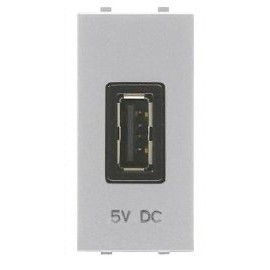 N2185.2 PL - Механизм USB зарядного устройства, 1М, 2000 мА, 5В, серия Zenit, цвет серебристый - 2CLA218520N1301