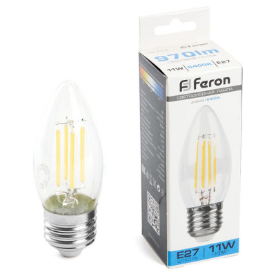 Лампа светодиодная, (11W) 230V E27 6400K прозрачная, LB-713, Feron 38274