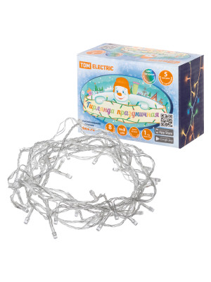 Гирлянда светодиодная СГ50M5, многоцвет., 5м, 8 режимов, 250 В, TDM Electric, SQ0361-0035