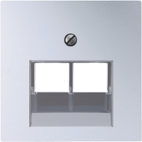 Крышка для сдвоенных телефонных и компьютерных розеток (UAE), фиксация винтом; термопласт; алюминий; A500, A569-2BFPLUAAL