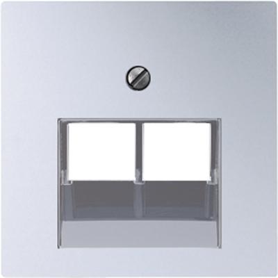 Крышка для сдвоенных телефонных и компьютерных розеток (UAE), фиксация винтом; термопласт; алюминий; A500, A569-2BFPLUAAL