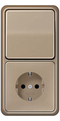 Jung Блок: Выключатель 1-клавишный с розеткой 2к+з,  серия CD 500