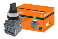 Переключатель на 3 положения с фиксацией M3SS1-20B короткая ручка в сборе d22мм 1з+1р черный TDM Electric, SQ0747-0079