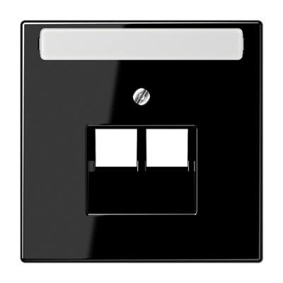 Крышка для сдвоенной телефонной и компьютерной розетки UAE с полем для надписи; черная, LS969-2NAUASW