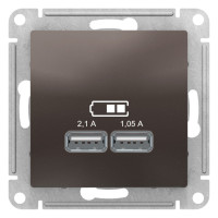 ATN000633 - ATLASDESIGN USB РОЗЕТКА A+A, 5В/2,1А, 2х5В/1,05А, механизм, МОККО, Systeme Electric