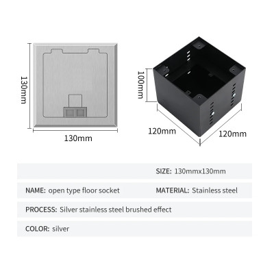 Люк напольный на 1 модуль (горизонт.), металлический, h=100мм, с рамкой, крышка без углубления, TIMIUX, нержавеющая сталь, EU1GH100R ST