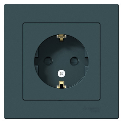 ATN000844 - ATLASDESIGN РОЗЕТКА с заземлением со шторками, 16А, в сборе, ИЗУМРУД, Systeme Electric