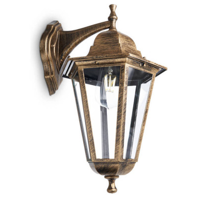 Светильник садово-парковый, 100W 230V E27 черное золото, 6202/PL6202 (на стену вниз), Feron 11137