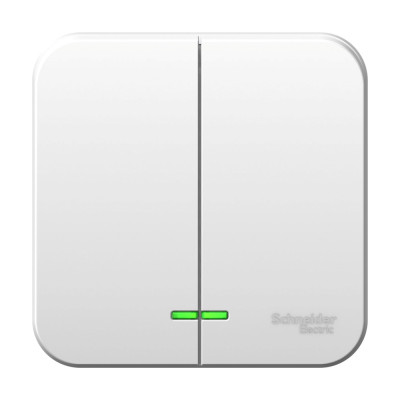 BLANCA О/У 2-клавишный ВЫКЛЮЧАТЕЛЬ (cх.5) с подсветкой, 6А, 250В, БЕЛЫЙ