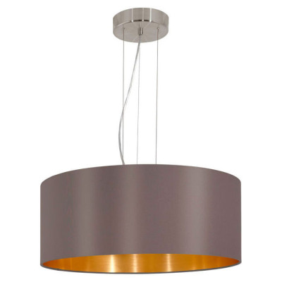 31608 Подвес MASERLO, 3х60W (E27), ?530, никель мат./текстиль, капучино, золотой