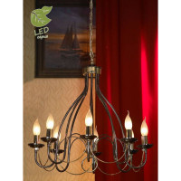 LUSSOLE TODI Люстра подвесная, цвет основания - черный хром, 8x7W E14, GRLSA-4613-08