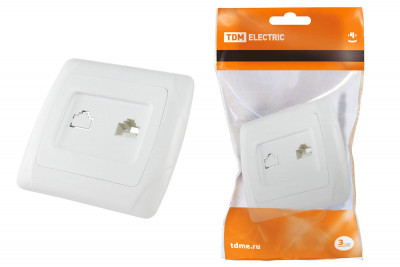 Розетка компьютерная RJ45  белая "Онега" TDM Electric, SQ1805-0022