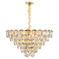 LUSSOLE YUMA Люстра подвесная, цвет основания - блестящее золото, плафон - хрусталь (цвет - прозрачный), 11x40W E14, LSP-8184