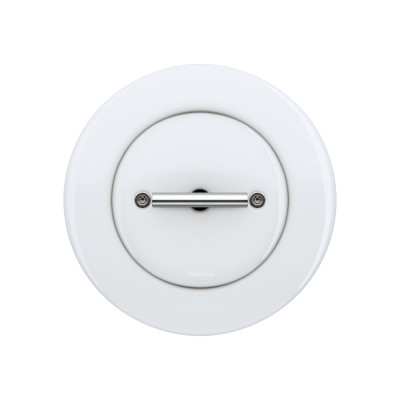 Fontini Выключатель 1-клавишный, цвет белый фарфор, ручка - хром, Fontini, серия Do, скрытый монтаж