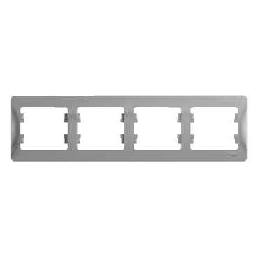 Glossa Рамка 4-ная, горизонтальная, алюм.
